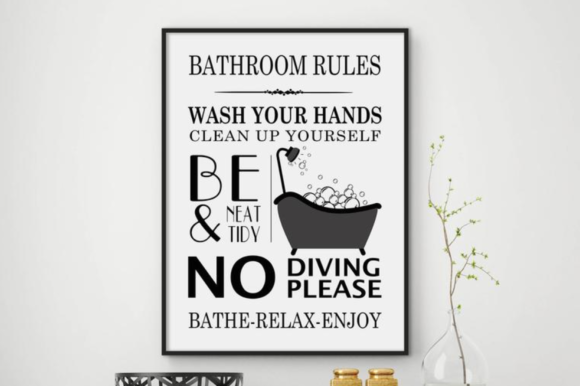 Download Bathroom Rules Wall Art Home Decor Print - Wall art Collection
