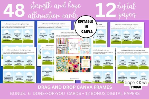 Download Strength Affirmation Card Canva Template - Affirmation card canva template Collection