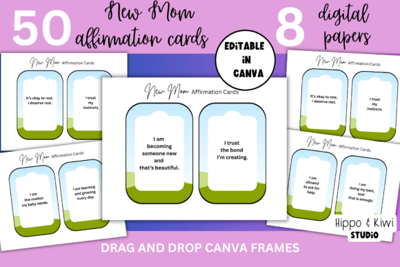 Download New Mom Affirmation Card Canva Template - Affirmation card canva template Collection