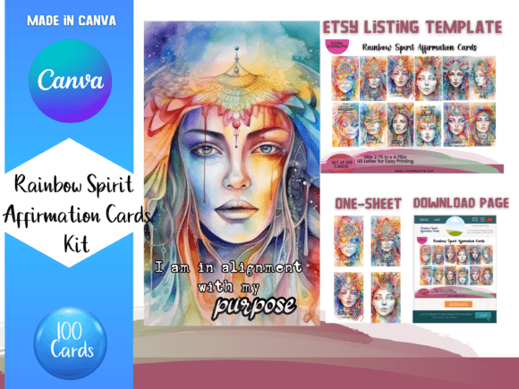 Download Rainbow Affirmation Card Canva Templates - Affirmation card canva template Collection