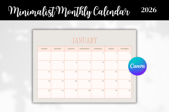 Download 2026 Monthly Calendar Editable - Premium Bundle