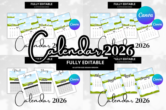 Download 2026 Calendar Photo Editable Bundle - Premium Resources