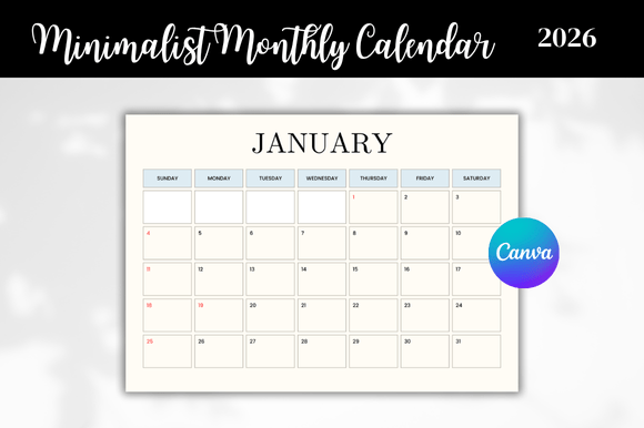 Download 2026 Minimalist Calendar Template - Premium Bundle